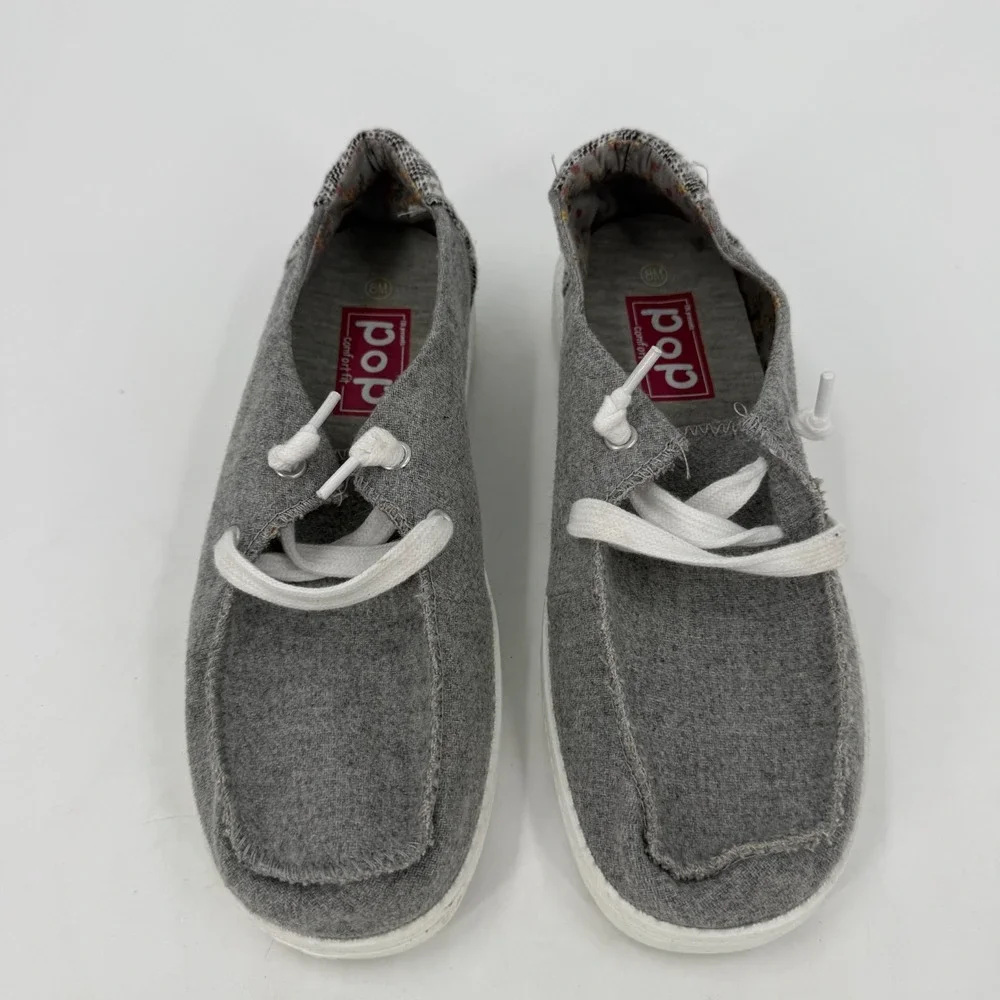 Pop Boating 2 Boat Shoes Mens US 8M Gray White Houndstooth Comfort Fit Moc Toe